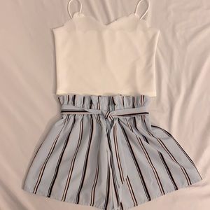 Youth girls paper bag shorts & tank outfit